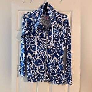 Lilly Pulitzer Blue and White Zip-Up Jacket WOMENS
